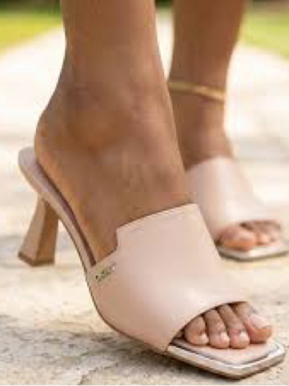 Dkny baby pink mules monogram sandals